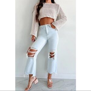 Vervet Denim Super High Rise 90's Vintage Crop Flare Jeans
